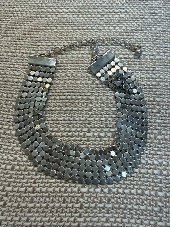 Jewelry - Vintage Silver Metal Mesh Disco Dot Flexible Statement Bracelet